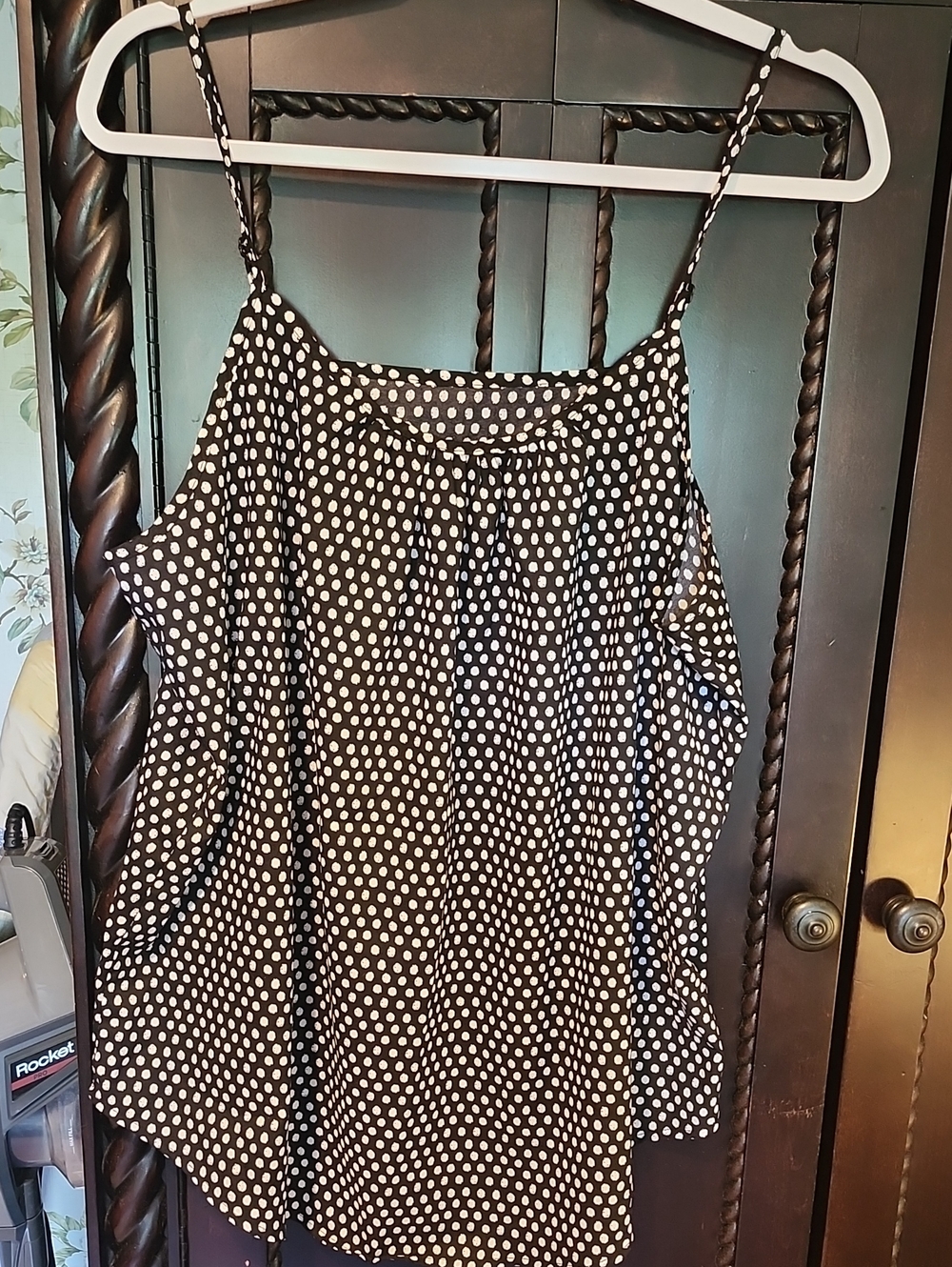 4/$20 Polka Dot Spaghetti Strap Tank Top - Black/White